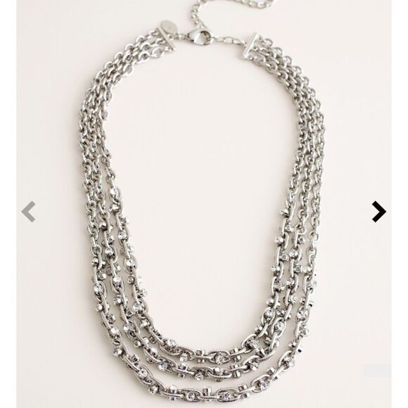 Chico's Jewelry - Chico’s Silvertone Chain-Detail Multi Strand Necklace